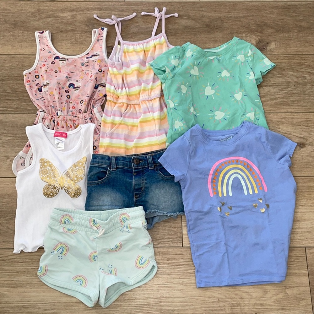 Lot of seven size 4T and 4-5 toddler girl clothes
